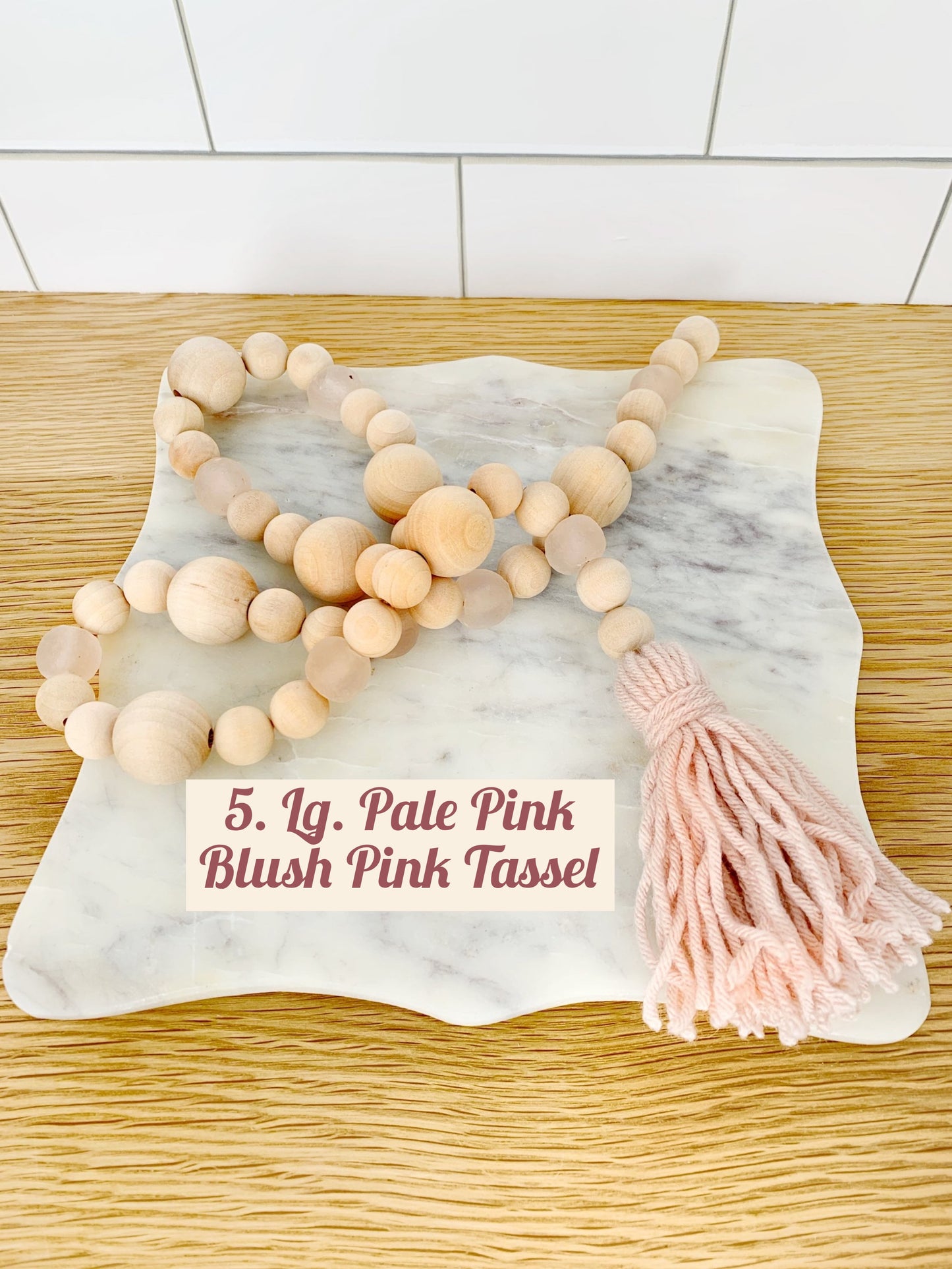 Wood+Glass Decor Bead Strands with Shades of Pink